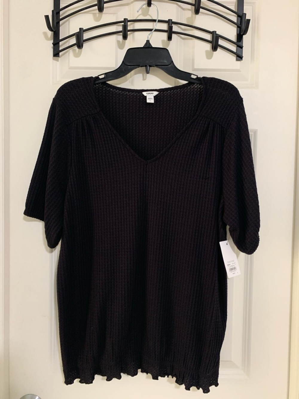 Sonoma Black V-Neck Waffle Knit Tunic